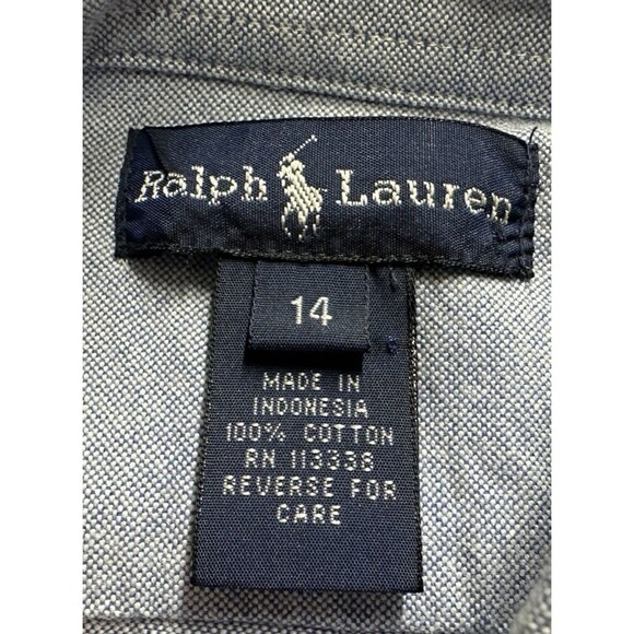Ralph Lauren Polo boys size 14 button down long sleeve blue Oxford cotton shirt - Picture 10 of 10